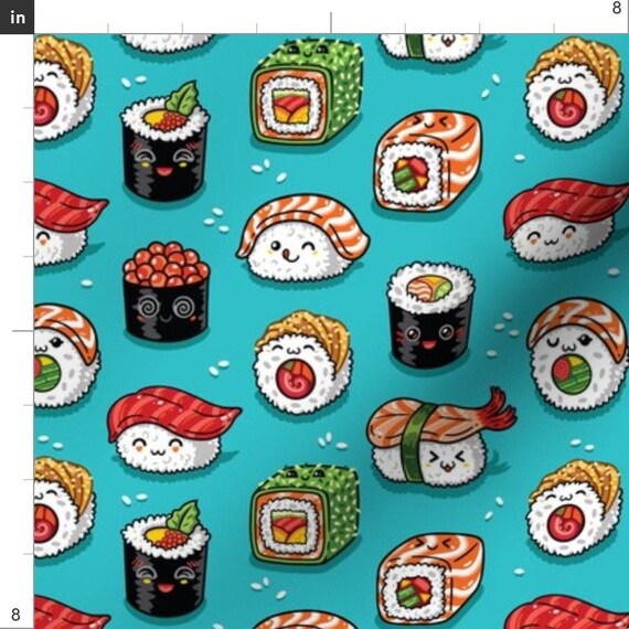 100% algodón tesoros atemporales Sushi Tela Quilting orgánica Kawaii 100% algodón tesoros atemporales Sushi Tela Quilting orgánica Kawaii