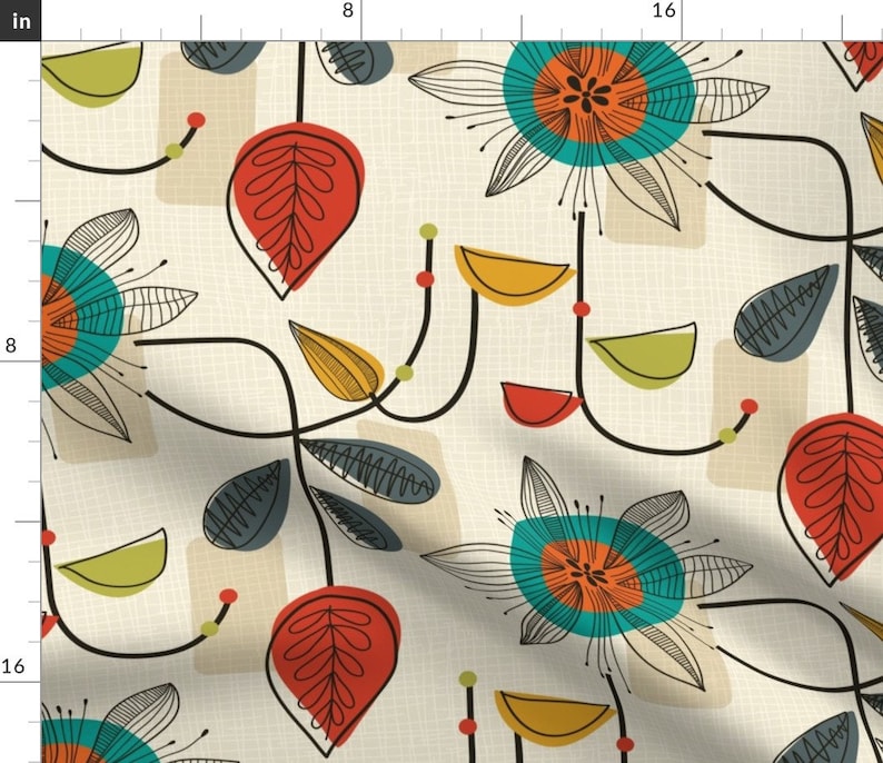 MCM Fabric 1950'S Mid Century Modern By Patternanddesign Retro Home decor vintage classy Cotton Fabric By The Yard With Spoonflower image 1