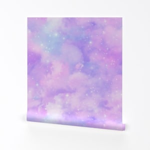 Pastel Sky Removable Peel and Stick Wallpaper - Celestial Galaxy Mystical - Wall Art Wall Decor - Pink And Blue Nebula by ktscarlett_