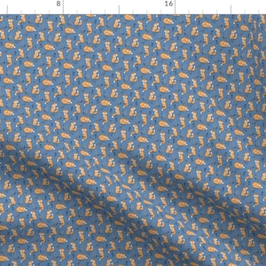 Fox Blue Woodland Fabric - Dreamy Fox In Dark Blue Navy Tiny Small 1 Inch By Caja Design - Fox Cotton Fabric By The Yard With Spoonflower