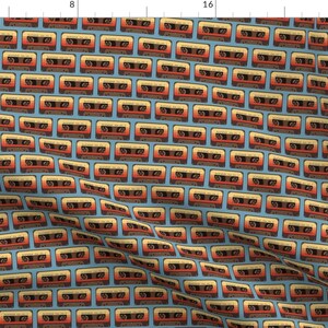 Cassette Tapes Fabric - Mix Tape Light Blue By Costumewrangler - Music Favourites Retro Nostalgic Cotton Fabric By The Yard With Spoonflower