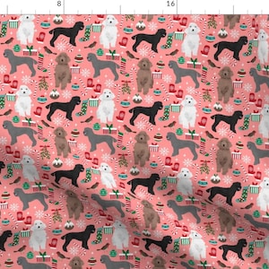 Poodle Fabric - Poodles Christmas Xmas Poodle Poodles Christmas Holiday Pink By Petfriendly - Cotton Fabric by the Yard with Spoonflower
