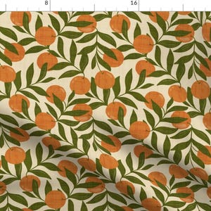 Vintage Orange Vines Fabric - Orange Grove by tarareed - Retro Oranges French Citrus Retro Kitchen Look  Fabric by the Yard by Spoonflower