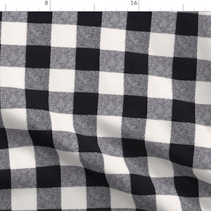 Black and White Check Fabric - 2&quot; Buffalo Check In Ebony By Willowlanetextiles - Plaid Check Cotton Fabric By The Yard With Spoonflower