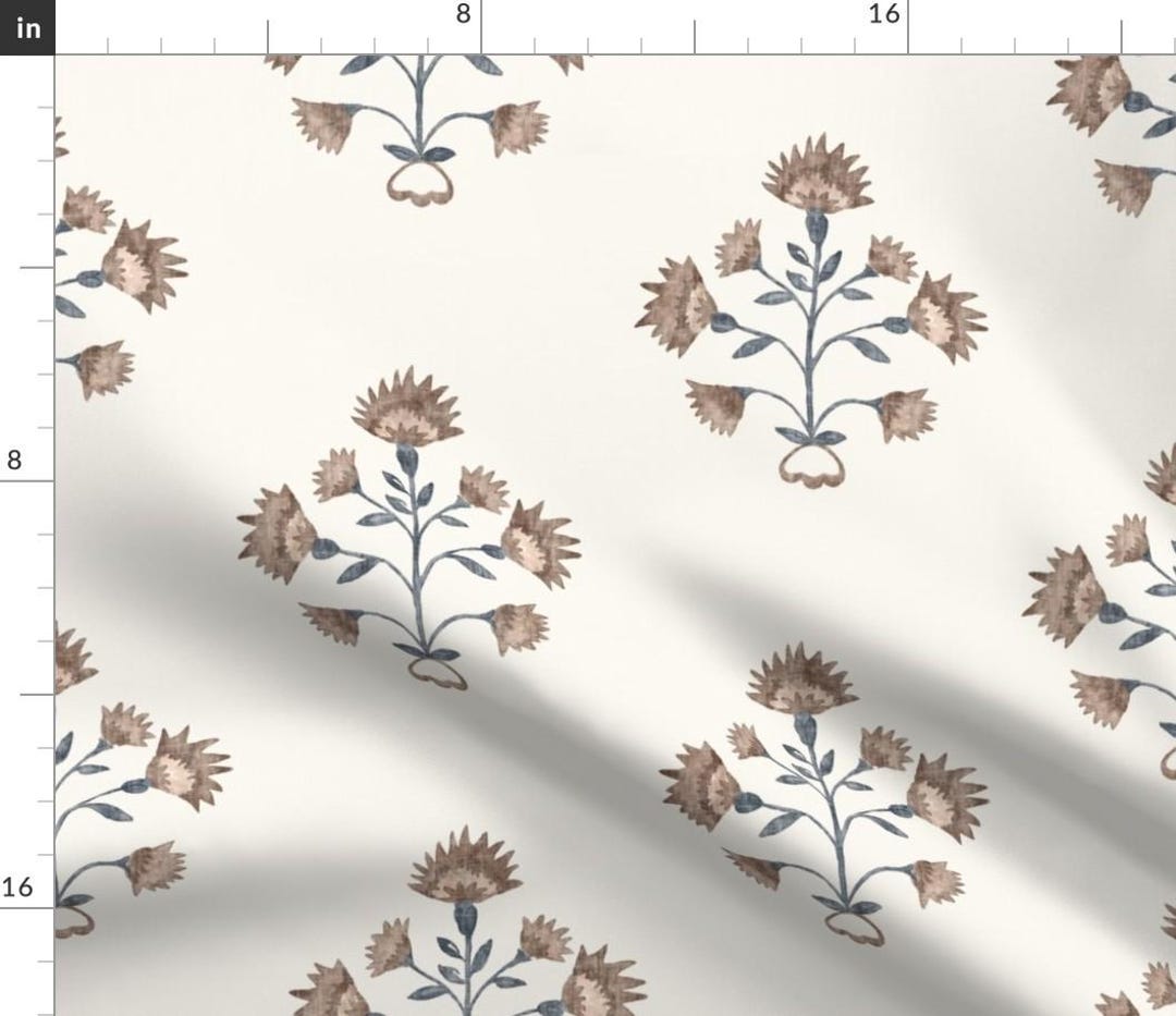 Modern Floral Fabric Annie Rust Brown and Blue by Danika_herrick ...