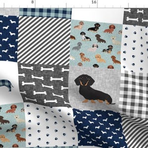 Dachshund Fabric - Dachshund Pet Quilt Dog Breed Cheater Quilt Multi By Petfriendly - Dachshund Cotton Fabric By The Yard With Spoonflower