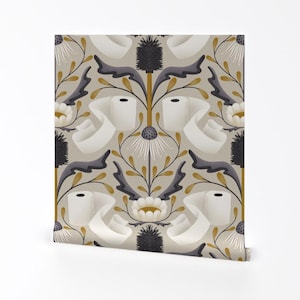 Abstract Removable Peel and Stick Wallpaper - Bathroom Toilet Paper Damask Novelty - Wall Art Wall Decor - Toilet Damask Large by sanne_paul