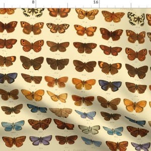 Butterflies Fabric - Papillo Trianon Cream Large By Peacoquettedesigns - Vintage Nature Butterfly Cotton Fabric By The Yard With Spoonflower