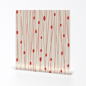 Geometric Wallpaper - Entangled Geometric Lines  Orange By Heatherdutton - Custom Printed Removable Adhesive Wallpaper Roll by Spoonflower