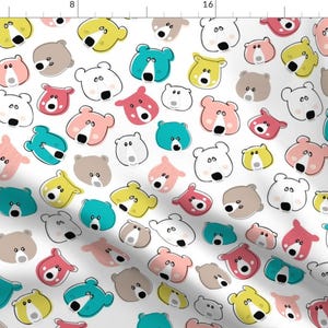 Colorful Bear Doodles Fabric - Happy Days Little Bears - Bright By Michellemanolov - Bear Cotton Fabric By The Yard With Spoonflower
