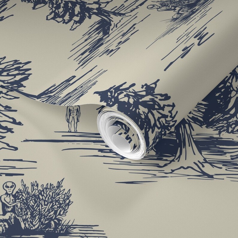 Alien Toile Wallpaper Alien Abduction Toile by - Etsy UK