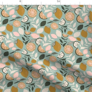 Lemon Citrus Fruit Fabric - Pink Lemon Lime Large By Indybloomdesign - Indy Bloom Design Cotton Fabric By The Yard With Spoonflower