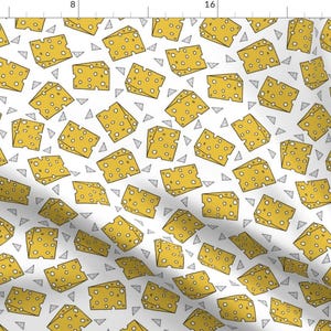 Swiss Cheese Fabric - Yellow Geo Novelty Food Fabric Print For Craft Projects By Andrea Lauren - Cotton Fabric by the Yard With Spoonflower