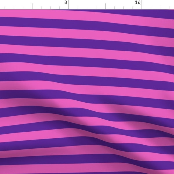 Pink And Purple Fabric - Stripes Horizontal 1 Inch (2.54cm) By Elsielevelsup Bold Candy Punk - Cotton Fabric by the Yard with Spoonflower