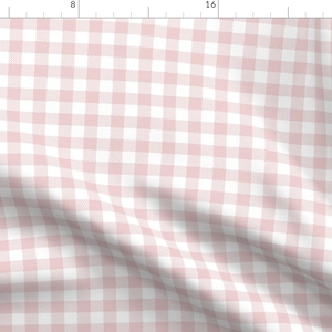 Soft Blush Check Fabric - Pink Gingham by palomahenry - Buffalo Check Pastel Light Pink Spring Summer Fabric by the Yard by Spoonflower