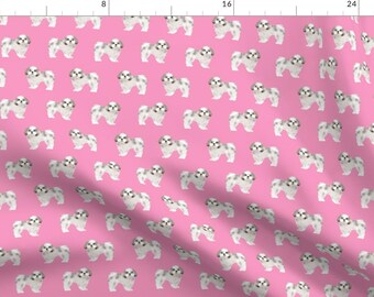 Shih Tzu Fabric - Shih Tzu Fabric Cute Pink Sweet Dogs Pet Adorable Shih Tzu By Petfriendly - Cotton Fabric By The Yard With Spoonflower