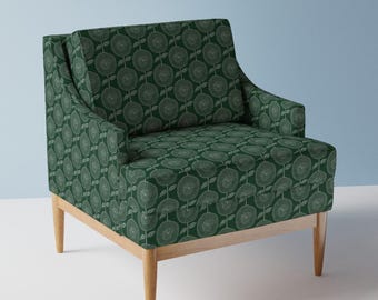 Geometric Upholstery Fabric- Felice Florals Emerald  by subhashini_narayanan - Floral Retro Mid Mod Mcm  Fabric By The Yard With Spoonflower