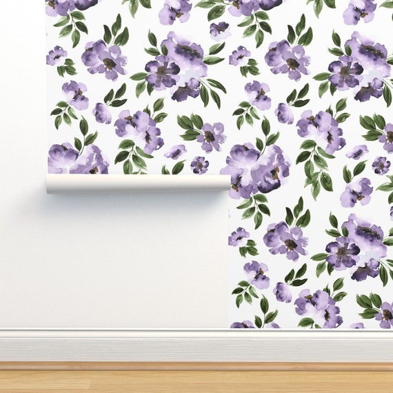 Purple Flowers Wallpaper Ultra Violet Flowers Large by - Etsy