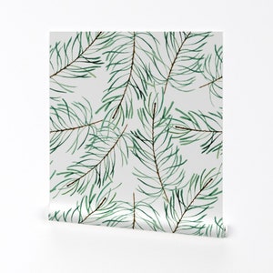 Pine Branches Wallpaper - Pine Branches By Juliabadeeva - Pine Trees Custom Printed Removable Self Adhesive Wallpaper Roll by Spoonflower