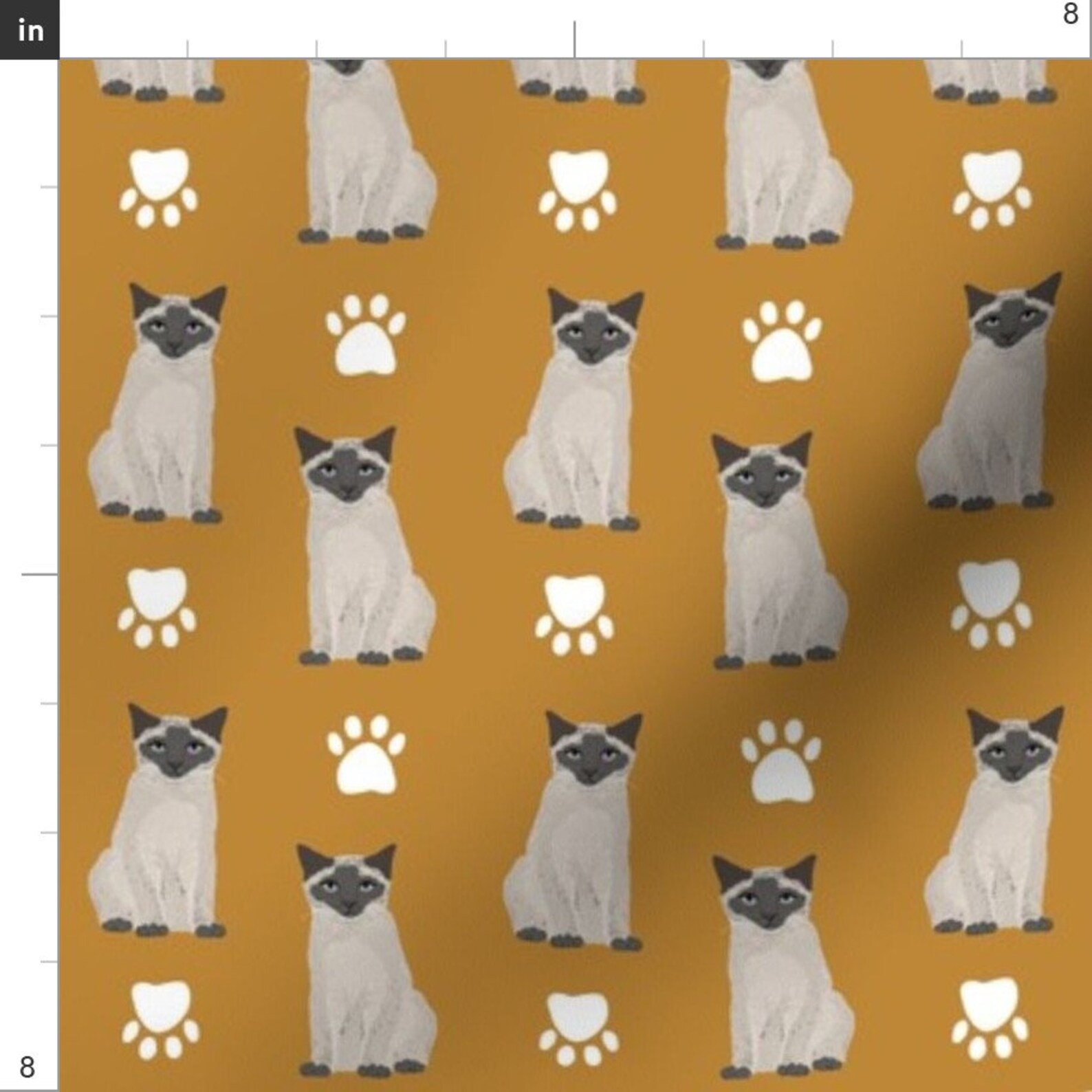 Golden Siamese Cats Fabric Siamese Cat Golden Ochre Cat Etsy