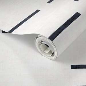 Minimal Wallpaper - Denim Line Mudcloth Rotated By Holli Zollinger - Custom Printed Removable Self Adhesive Wallpaper Roll by Spoonflower image 3