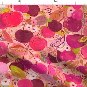 Vintage Retro Cherry Fabric - Sweet Cherries By Fable  Design - Retro Mod Kitchen Home Decor Cotton Fabric By The Yard With Spoonflower