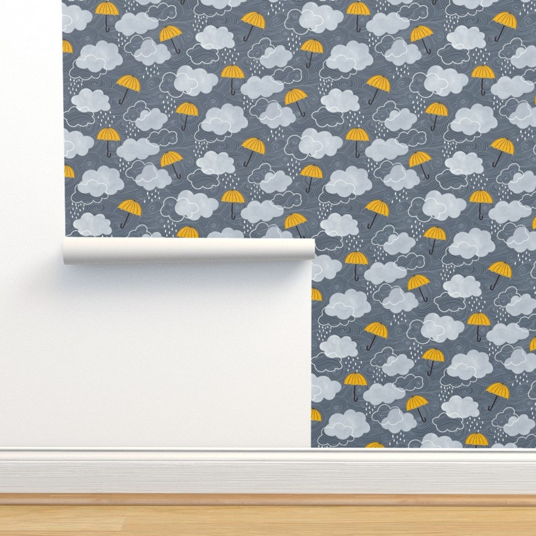 Umbrella Wallpaper Yellow Umbrellas on A Stormy Day by - Etsy Umbrella Wallpaper Yellow Umbrellas on A Stormy Day by - Etsy
