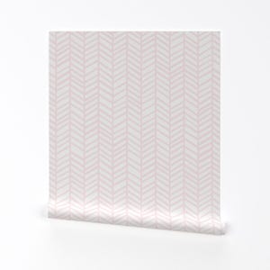 Herringbone Wallpaper - Sorbet Macro By Friztin- Pink Geometric Nursery Custom Printed Removable Self Adhesive Wallpaper Roll by Spoonflower