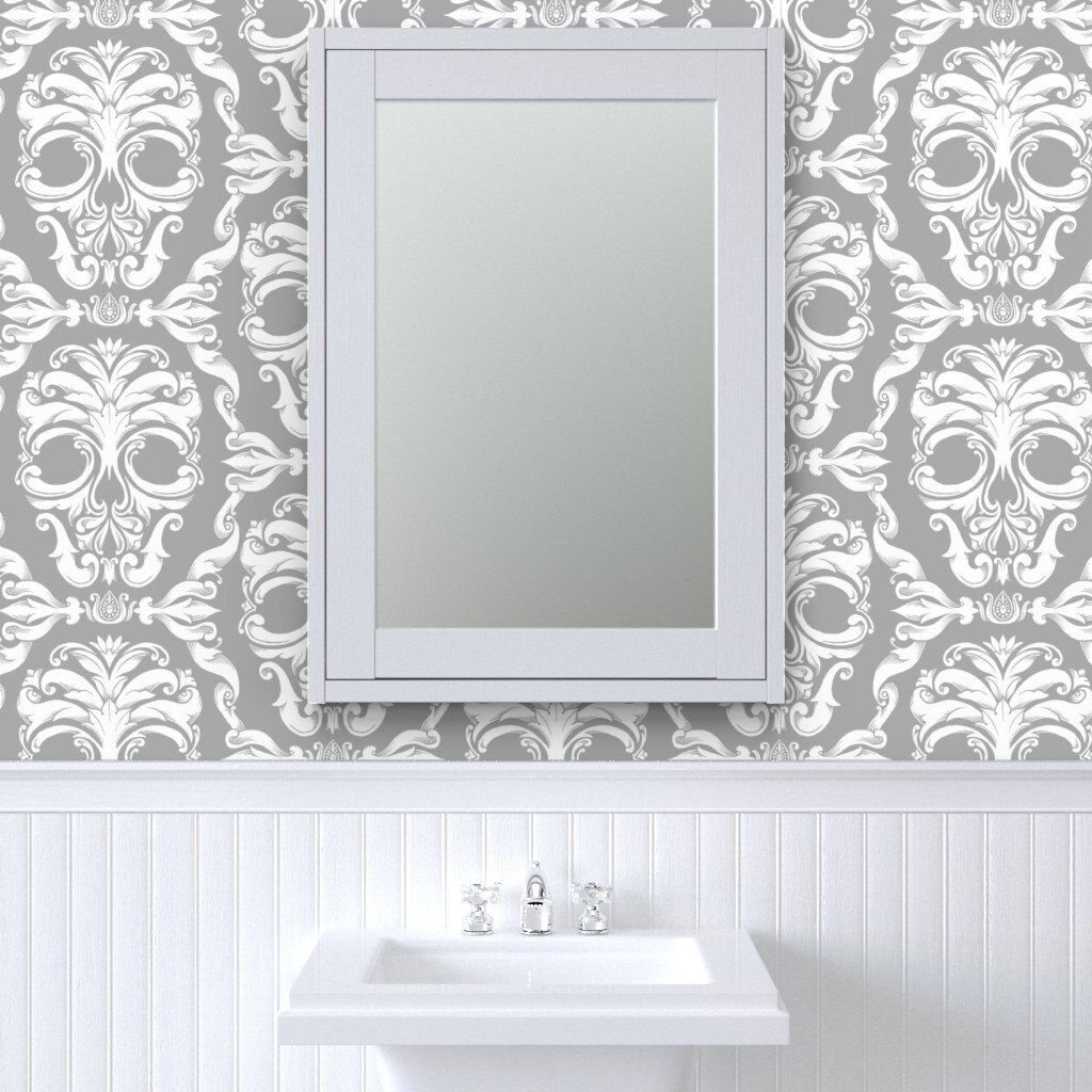 Damask Skulls Wallpaper Scrollwork Skulls by Thecalvarium | Etsy
