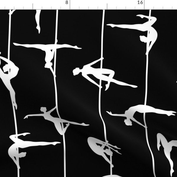 Fitness Black And White Acrobatics Fabric - Pole Dance By Sveta Aho - Fitness Acrobatics  Cotton Fabric By The Yard With Spoonflower