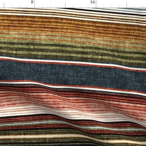 Serape Fabric - Serape Southwest Stripes By Littlearrowdesign - Earth Tones Blue Burgundy Golden Cotton Fabric By The Yard With Spoonflower