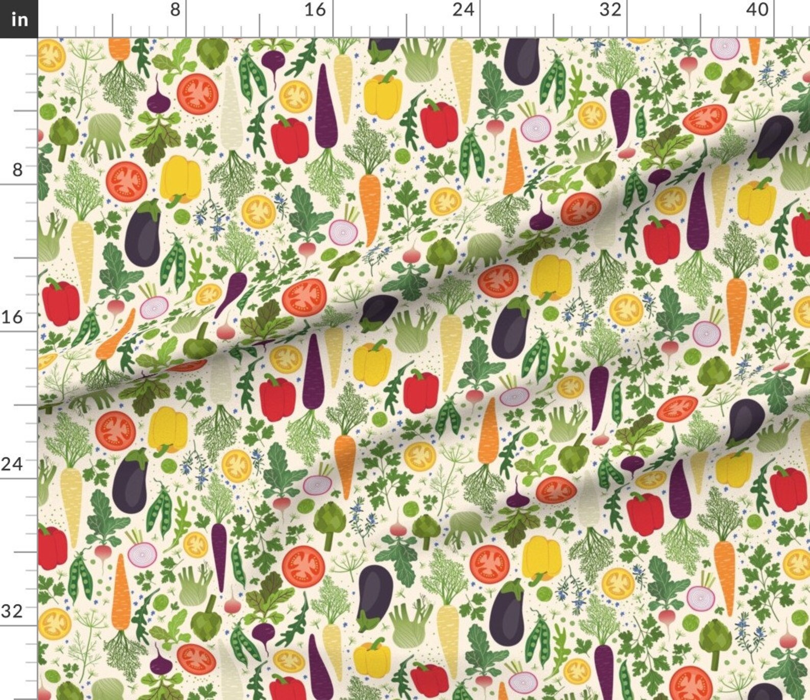 Vegetables Fabric My Veg Garden by Damaste Carrots Tomato Etsy