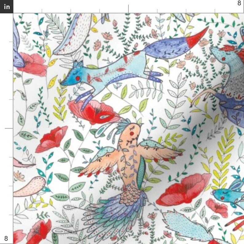 Whimsical Woodland Flora and Fauna Fabric Circus Garden By Etsy