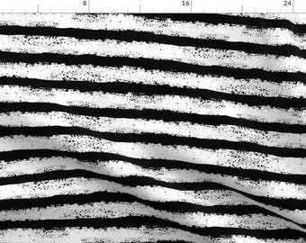 Black And White Stripe Rustic Fabric - Black And White Distressed Stripe By B0rwear - Stripe Cotton Fabric By The Yard With Spoonflower