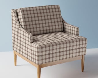 Neutral Upholstery Fabric- Check Mate Brown by thewelshmanswife - Plaid Brown Beige Distressed Tartan  Fabric By The Yard With Spoonflower