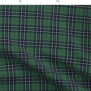 Green Tartan Fabric - Hunting Tartan By Weavingmajor - Black Plaid Scottish Irish Traditional Cotton Fabric By The Yard With Spoonflower