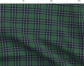 Green Tartan Fabric - Hunting Tartan By Weavingmajor - Black Plaid Scottish Irish Traditional Cotton Fabric By The Yard With Spoonflower