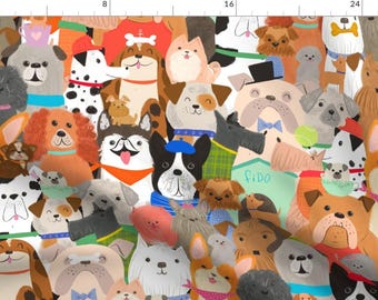Dog Breeds Fabric - Puppy Love by urbandaisies_ - Veterinarian Dog Lover Dog Mom Dog Dad French Bulldog Fabric by the Yard by Spoonflower