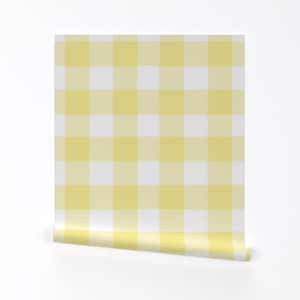 Buffalo Check Wallpaper - Yellow Buffalo Check Gingham By Sugarfresh - Custom Printed Removable Self Adhesive Wallpaper Roll by Spoonflower