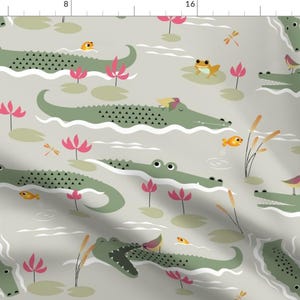 Alligators Fabric - Crocodile Buddies by soma_designs - Nature Animals Whimsical Gender Neutral Swamp Lake Fabric by the Yard by Spoonflower