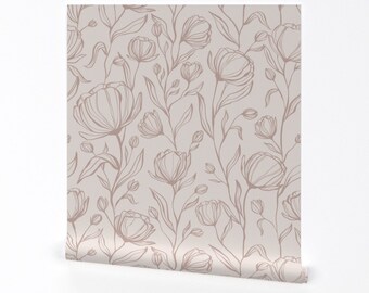 Floral Wallpaper - Climbing Floral By Writtenbykristen - Jumbo Blush Spring Floral Removable Self Adhesive Wallpaper Roll by Spoonflower