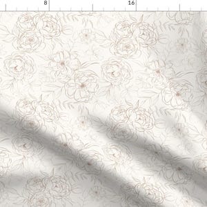 Neutral Floral Fabric - Sketch Peonies In Latte by hipkiddesigns - Peony Botanical Peonies Florals Fabric by the Yard by Spoonflower