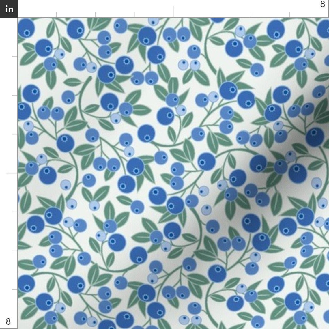 Blueberries Fabric Blueberry Sprig by Cindylindgren Etsy