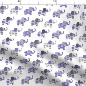 Elephants Fabric - Ellie&#39;S Elephant Friends In Purple And Gray By Littlebdesigns - Elephants Dots Cotton Fabric By The Yard With Spoonflower