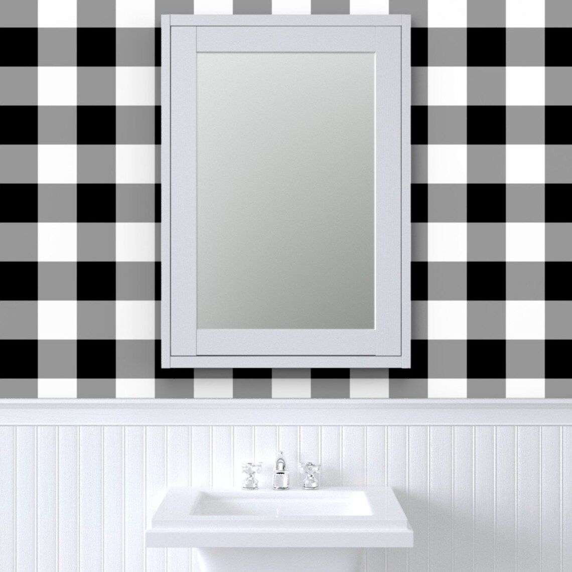 Gingham Wallpaper Black and White by Peacoquettedesigns | Etsy