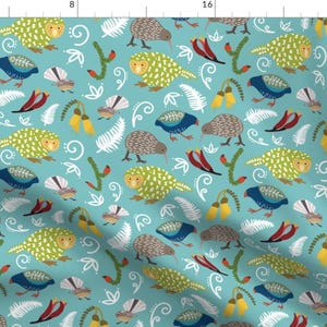 New Zealand Tropical Birds Blue Fabric - New Zealand Scandi By Rebeccatiana - New Zealand Cotton Fabric By The Yard With Spoonflower