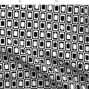 Phone Fabric - Smartphone Check By Mongiesama - Phone Check Technology Modern Upholstery Cotton Fabric By The Yard With Spoonflower