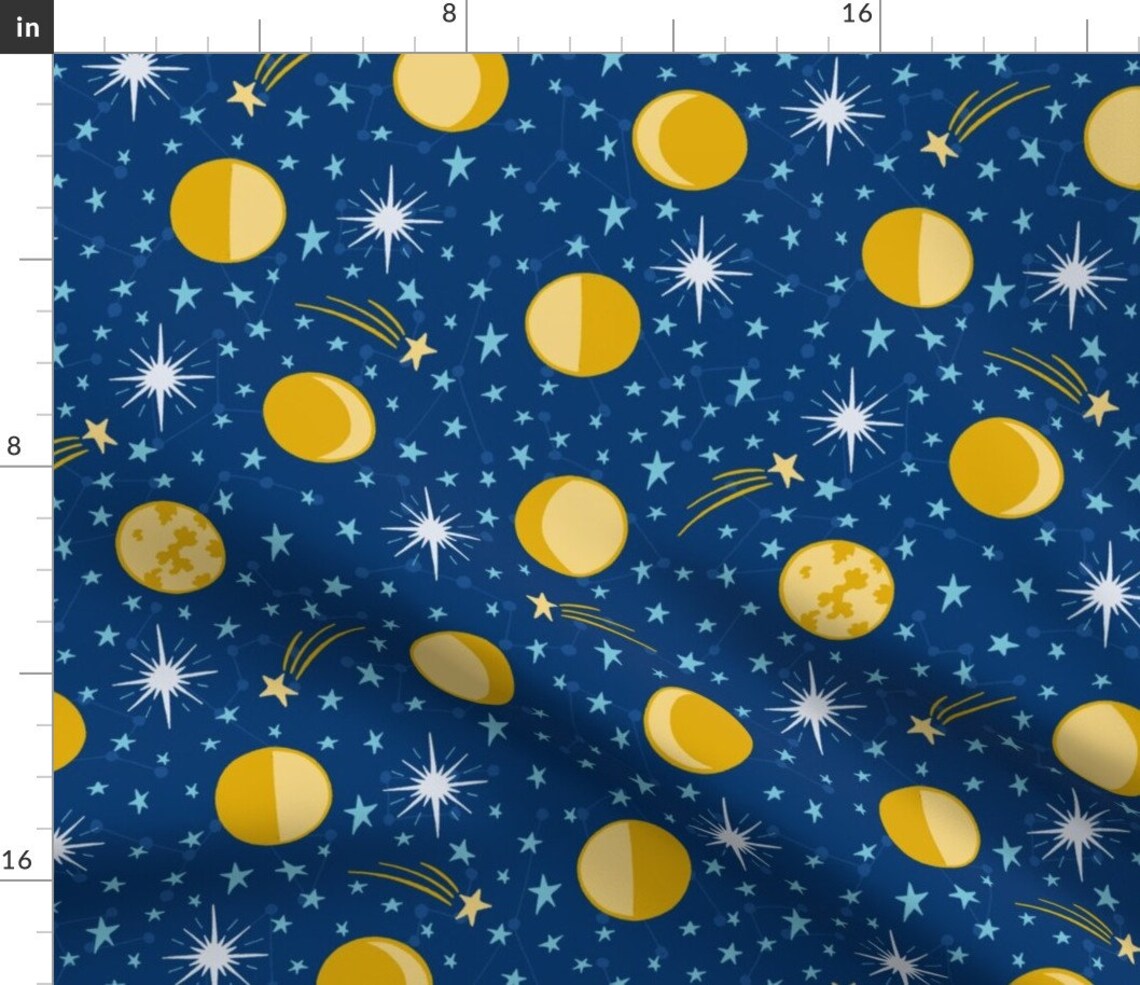 Mod Moon Phases Fabric Moon Phases by Jaymehennel Gender Etsy