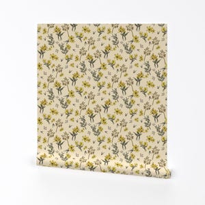 Gänseblümchen Tapete - Daisy by Smoke In The Woods - Gelb Grün Frühling Sommer Niedliche entfernbare selbstklebende Tapetenrolle von Spoonflower