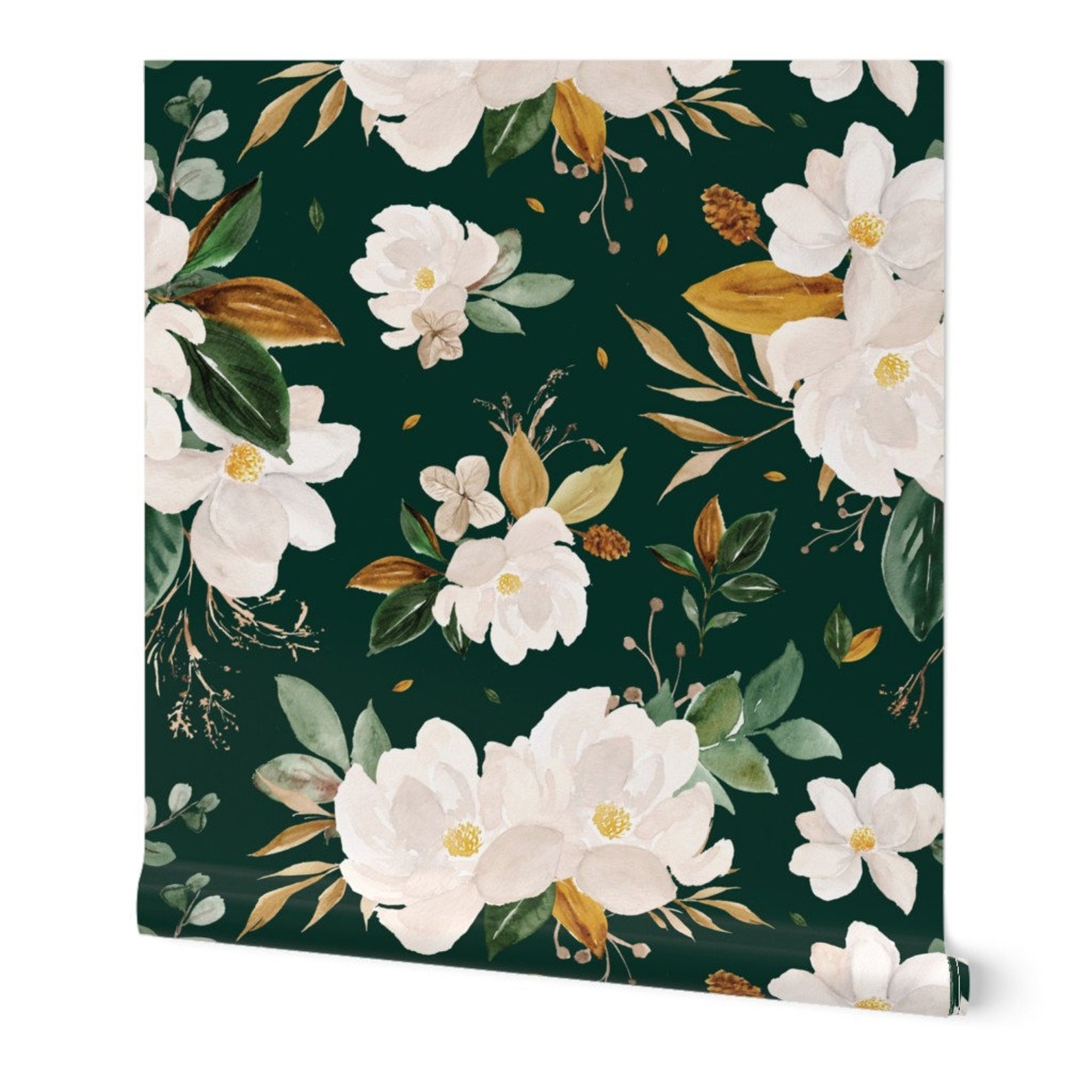 Magnolia Wallpaper Magnolia Floral on Monstera Green Etsy